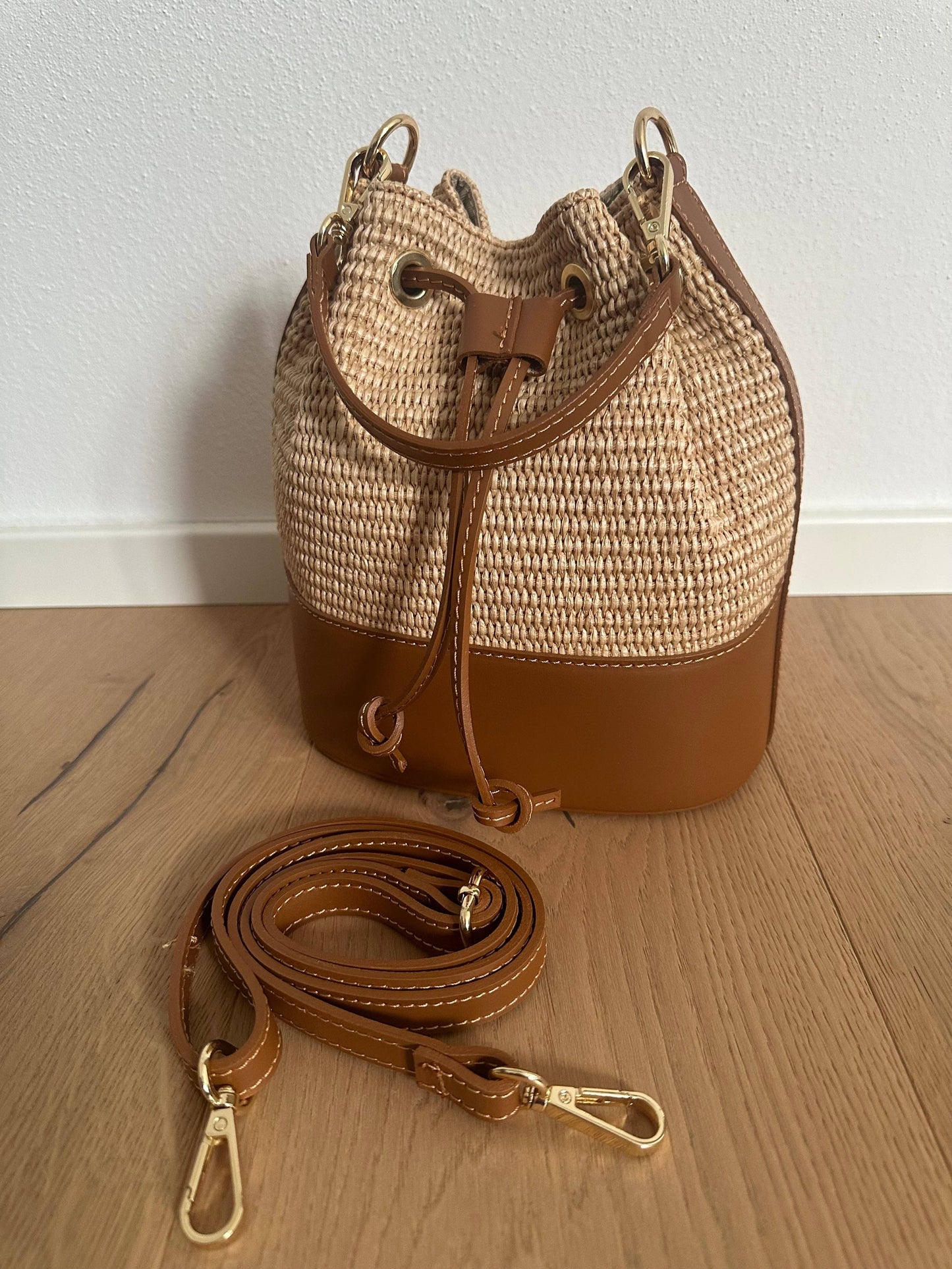 Avellino Raffia Bucket Bag