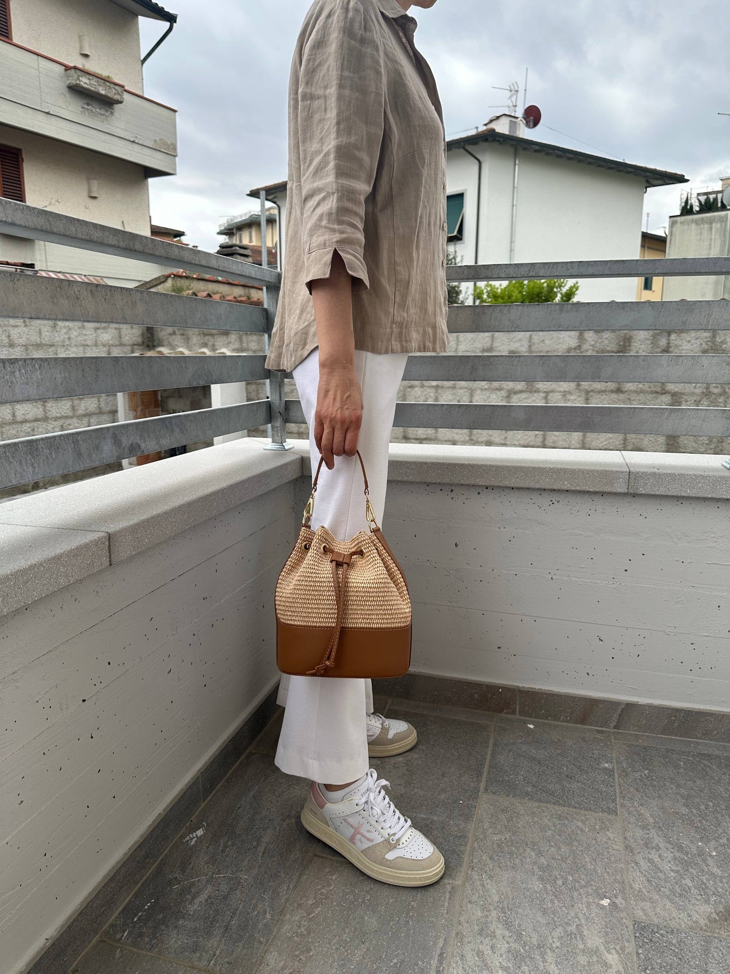 Avellino Raffia Bucket Bag