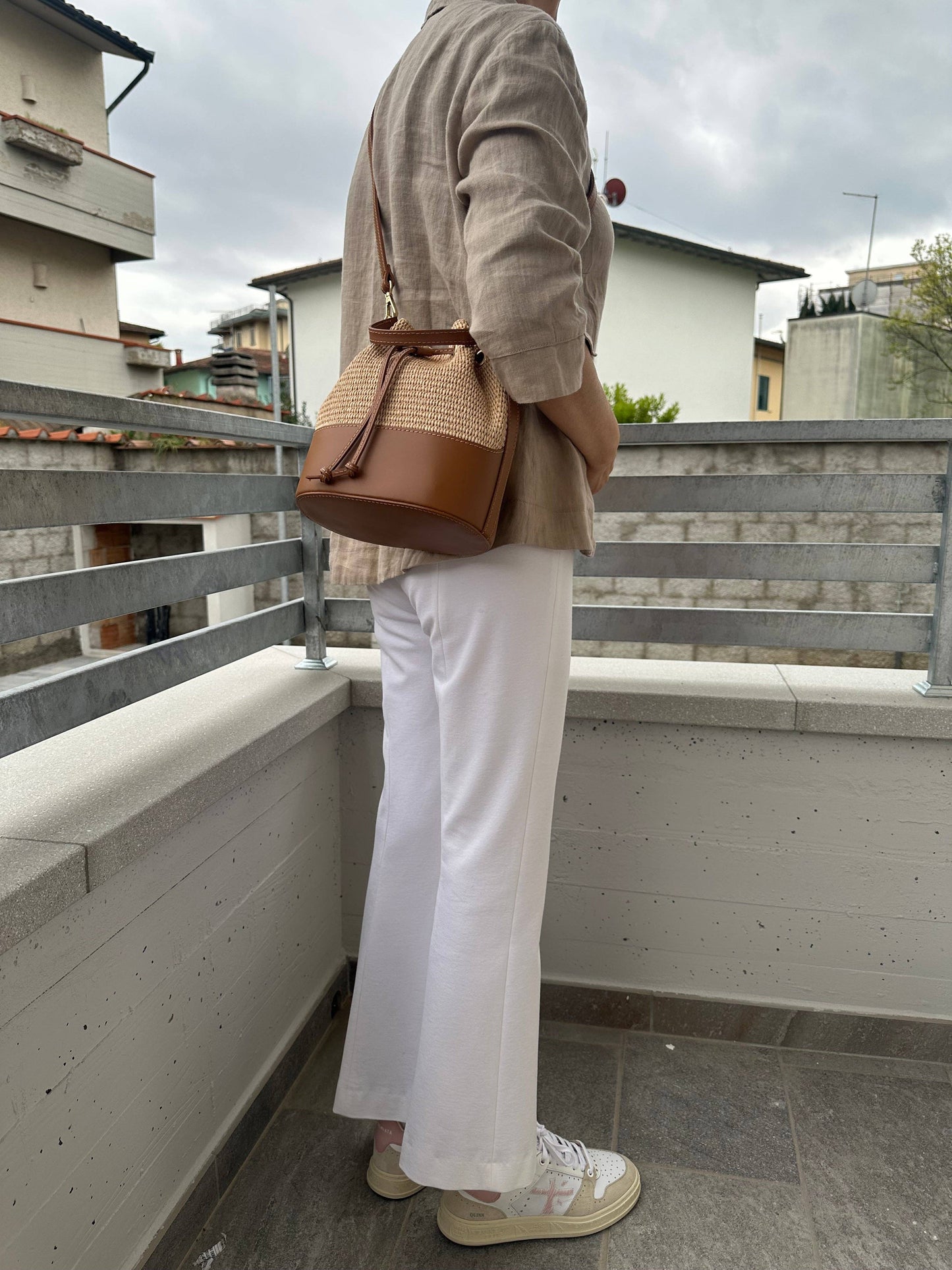 Avellino Raffia Bucket Bag