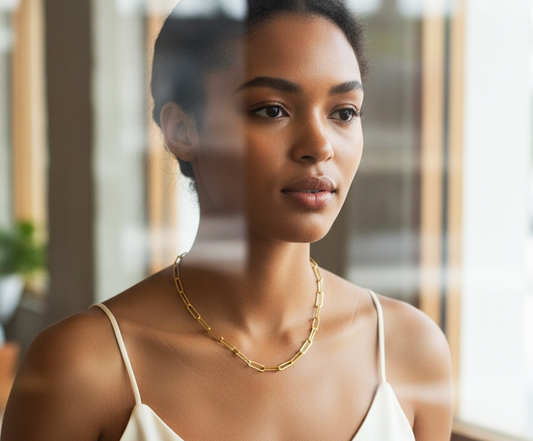 Ava Paperclip Halsband - Gold