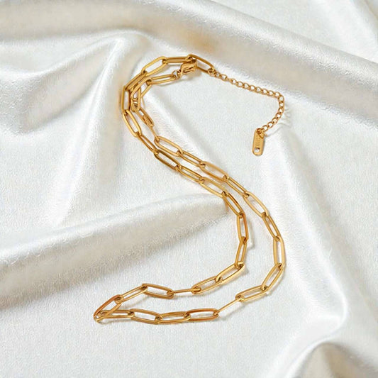 Ava Paperclip Halsband - Gold
