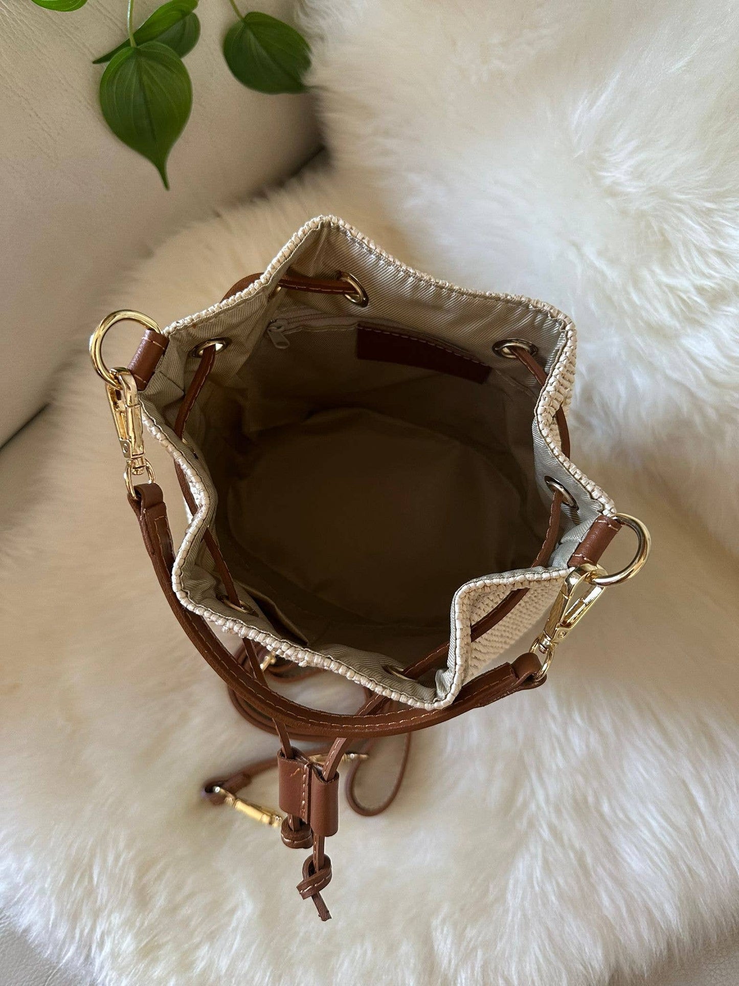 Avellino Raffia Bucket Bag